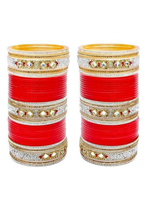 Lucky Jewellery Bridal Bangle Set Dhanteras Diwali Bhai Dooj Collection Designer Red Color Dulhan Punjabi