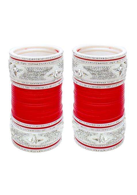 Lucky Jewellery Designer Red Color Bridal Dulhan Punjabi Choora Wedding Chura Chuda for Womens and Girls