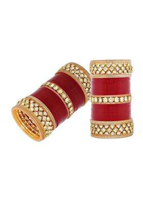 Jewel21 Bridal Bangle Set Wedding Punjabi Chuda Designer Chura Maroon Color Choora for Women