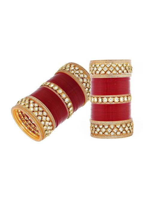 Jewel21 Bridal Bangle Set Wedding Punjabi Chuda Designer Chura Maroon Color Choora for Women