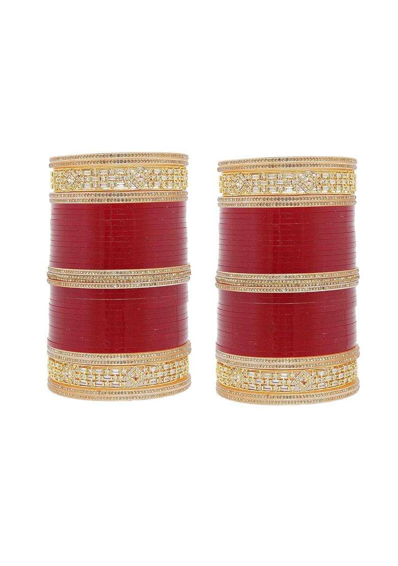 JEWEL21 Bridal Wedding Punjabi Chuda Designer Chura Red Color Choora - Indya