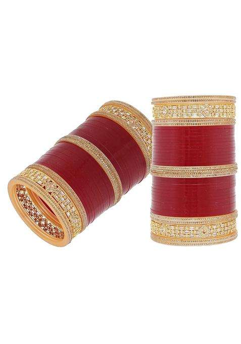JEWEL21 Bridal Wedding Punjabi Chuda Designer Chura Red Color Choora