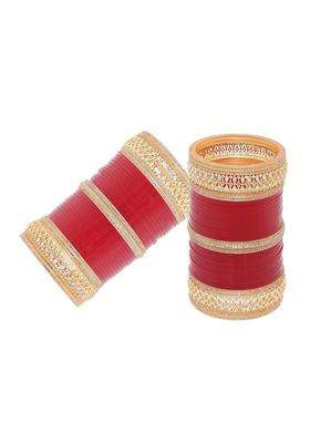 Jewel21 Bridal Bangle Set Wedding Punjabi Chuda Designer Chura Maroon Color Choora Parent