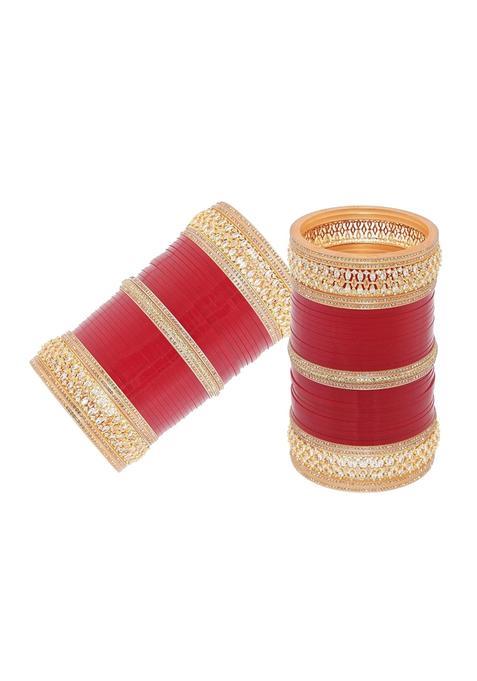Jewel21 Bridal Bangle Set Wedding Punjabi Chuda Designer Chura Maroon Color Choora Parent
