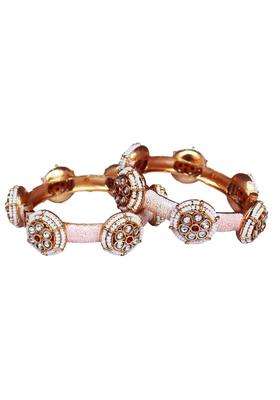 TAJ Bridal Store Golden Rajwadi Metal Kada with Beautiful Latest Kundan Design