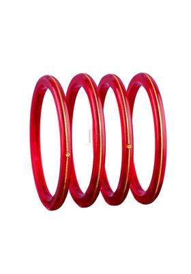 Bapasitaram Jewels 22K Gold Traditional Bangle Set for Women Translucent Orange and Red Chura Kada Bangles
