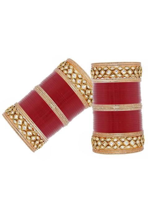 Jewel21 Bridal Bangle Set Wedding Punjabi Chuda Designer Chura Maroon Color Choora Parent