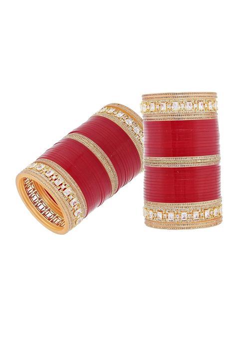 Jewel21 Bridal Bangle Set Wedding Punjabi Chuda Designer Chura Maroon Color Choora Parent