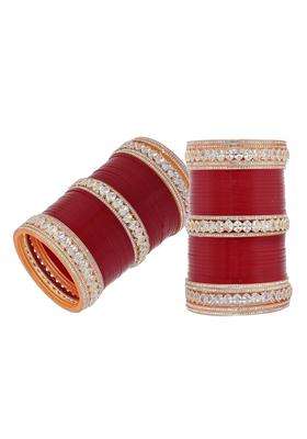 Jewel21 Bridal Bangle Set Wedding Punjabi Chuda Designer Chura Maroon Color Choora Parent