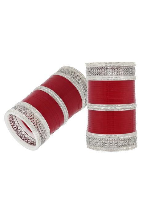 JEWEL21 Bridal Wedding Punjabi Chuda Designer Chura Maroon Color Choora