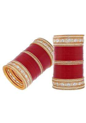 Jewel21 Bridal Bangle Set Wedding Punjabi Chuda Designer Chura Maroon Color Choora Parent