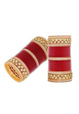Jewel21 Bridal Bangle Set Wedding Punjabi Chuda Designer Chura Maroon Color Choora Parent