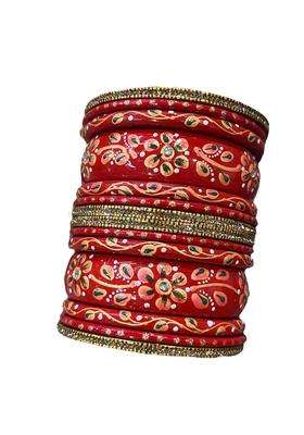 A M Bangles Lakh Handemade Rajasthani Traditional Lakh Lac Bangles Women Beautiful Bangels Set Red Pack of 3