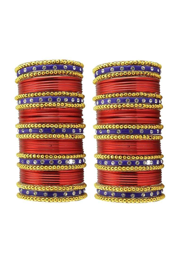 Vidhya Kangan Multi Stone Stud Brass Bangle with Extra Large Size Over Size - Indya