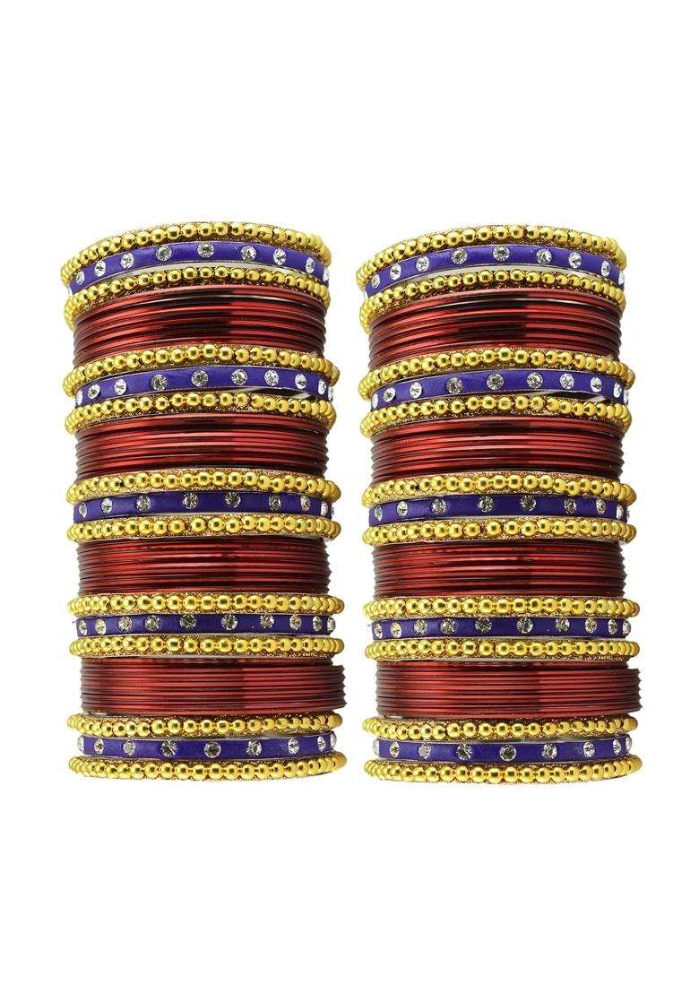 Vidhya Kangan Multi Stone Stud Brass Bangle with Extra Large Size Over Size - Indya