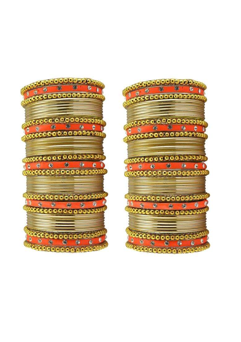 Vidhya Kangan Multi Stone Stud Brass Bangle with Extra Large Size Over Size - Indya