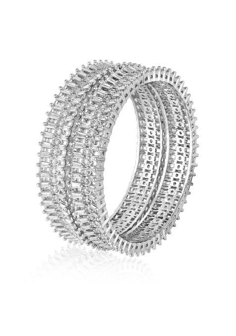 Peora Silver Plated Metal Bangles Ethnic Fashion Jewellery for Women Size 2 Point 6 Inch