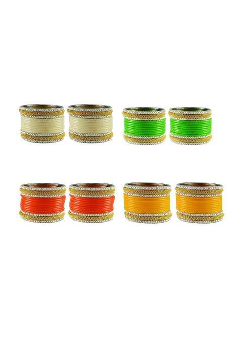 Vidhya Kangan Multicolor Brass Acrylic Moti Stud Bangle Combo Ideal for Weddings Festivals