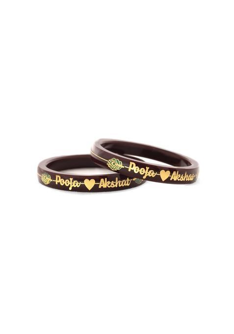 Hem Jewels Customized Personalised with Name 22KT 916 Yellow Gold Pola Bangles Gold Handmade Chudi Set of 2