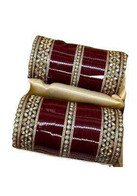 Bangleskart Traditional Dark Maroon Bridal Chuda Set Punjabi Bridal Weding Bangle Red Designer Chura Punjabi
