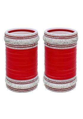 Lucky Jewellery Bridal Bangle Set Dhanteras Diwali Bhai Dooj Collection Red Punjabi Choora Designer Wedding