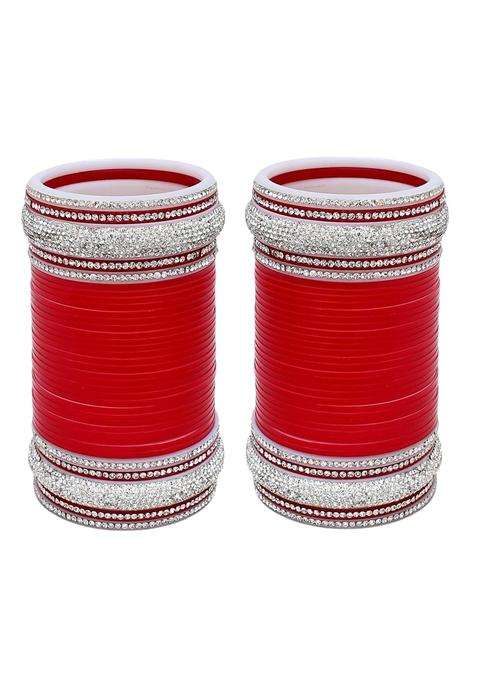 Lucky Jewellery Bridal Bangle Set Dhanteras Diwali Bhai Dooj Collection Red Punjabi Choora Designer Wedding