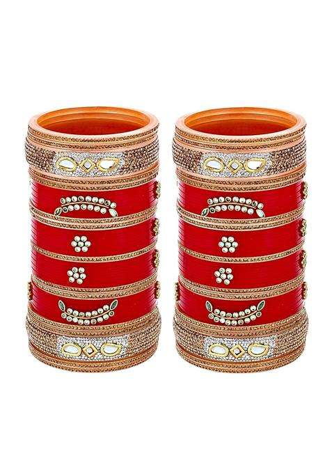 Lucky Jewellery Bridal Bangle Set Dhanteras Diwali Bhai Dooj Collection Red Designer Chura Wedding Punjabi