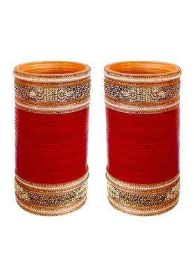 Lucky Jewellery Bridal Bangle Set Dhanteras Diwali Bhai Dooj Collection Red Designer Chura Wedding Punjabi