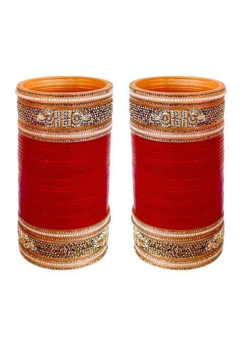 Lucky Jewellery Bridal Bangle Set Dhanteras Diwali Bhai Dooj Collection Red Designer Chura Wedding Punjabi