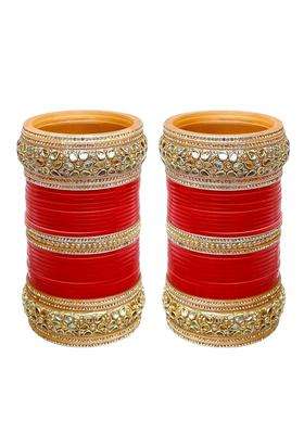 Lucky Jewellery Bridal Bangle Set Dhanteras Diwali Bhai Dooj Collection Red Designer Chura Dulhan Wedding