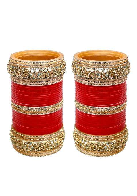 Lucky Jewellery Bridal Bangle Set Dhanteras Diwali Bhai Dooj Collection Red Designer Chura Dulhan Wedding