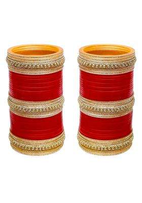 Lucky Jewellery Bridal Bangle Set Dhanteras Diwali Bhai Dooj Collection Red Designer Chura Dulhan Wedding