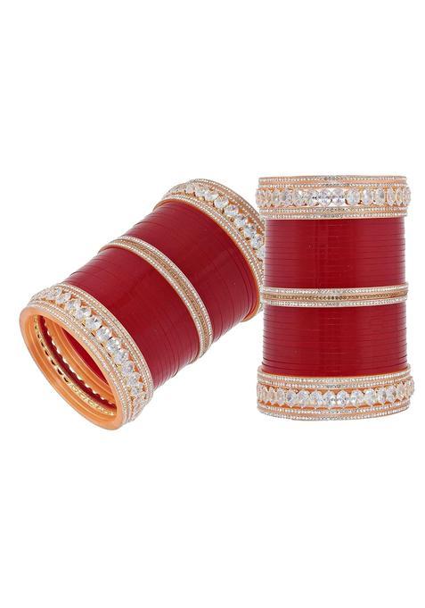 JEWEL21 Bridal Wedding Punjabi Chuda Designer Chura Maroon Color Choora