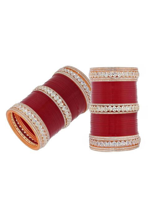 Jewel21 Bridal Bangle Set Wedding Punjabi Chuda Designer Chura Maroon Color Choora Parent