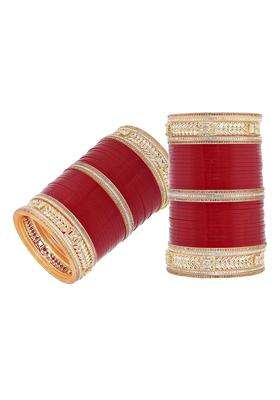 Jewel21 Bridal Bangle Set Wedding Punjabi Chuda Designer Chura Maroon Color Choora Parent