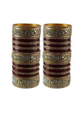 Vidhya Kangan Maroon Stone Stud Acrylic Bangle Very Extra Large Size