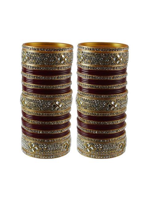 Vidhya Kangan Maroon Stone Stud Acrylic Bangle Very Extra Large Size