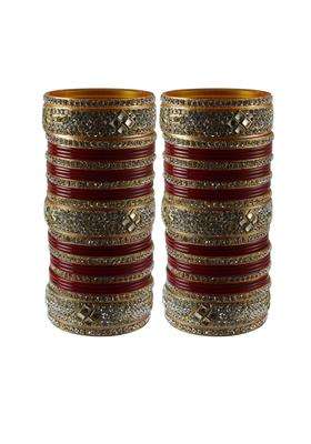 Vidhya Kangan Red Stone Stud Acrylic Bangle Very Extra Large Size