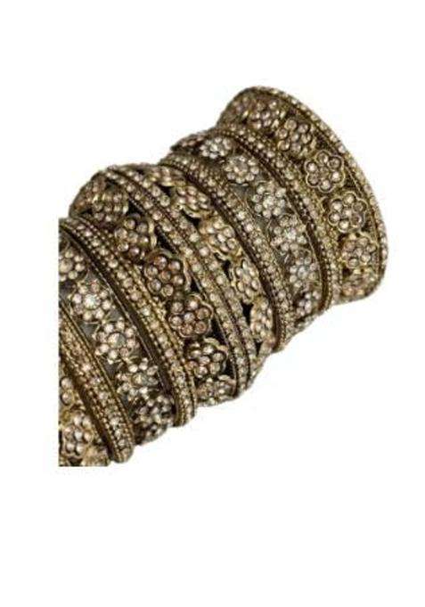 Zewar by Rajni Gold Stone Kade X Bangles Indian Bangles Punjabi Bangles Set