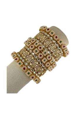 Zewar by Rajni Gold Stone Kade Pearl Bangles Gajre Stone Indian Bangles Punjabi Bangles Set