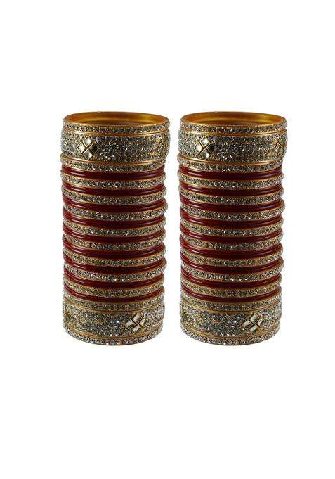 Vidhya Kangan Red Stone Stud Acrylic Bangle Very Extra Large Size