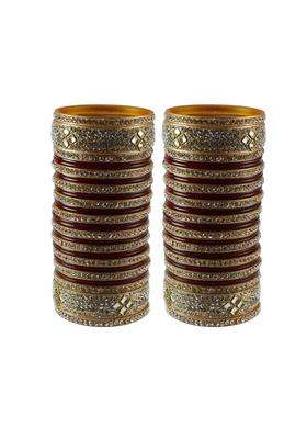 Vidhya Kangan Maroon Stone Stud Acrylic Bangle Very Extra Large Size