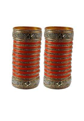 Vidhya Kangan Orange Stone Stud Acrylic Bangle Very Extra Large Size