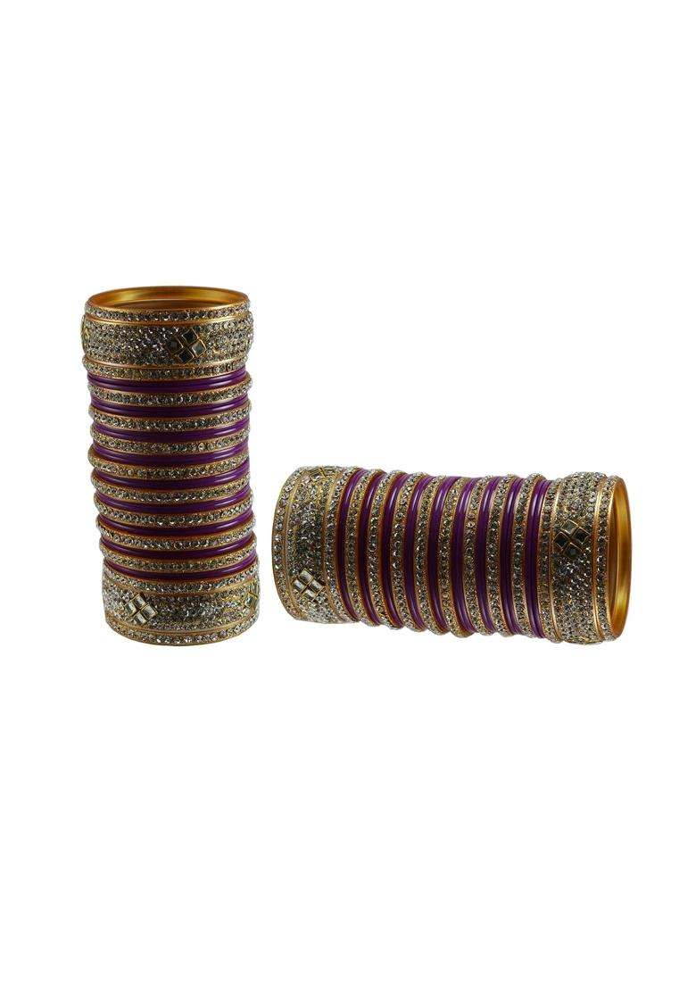Vidhya Kangan Rani Stone Stud Acrylic Bangle Very Extra Large Size - Indya