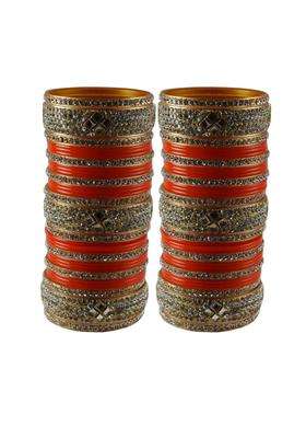 Vidhya Kangan Orange Stone Stud Acrylic Bangle Very Extra Large Size