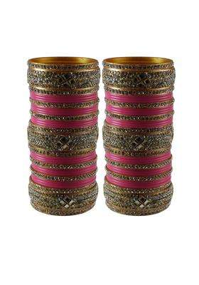 Vidhya Kangan Pink Stone Stud Acrylic Bangle Very Extra Large Size