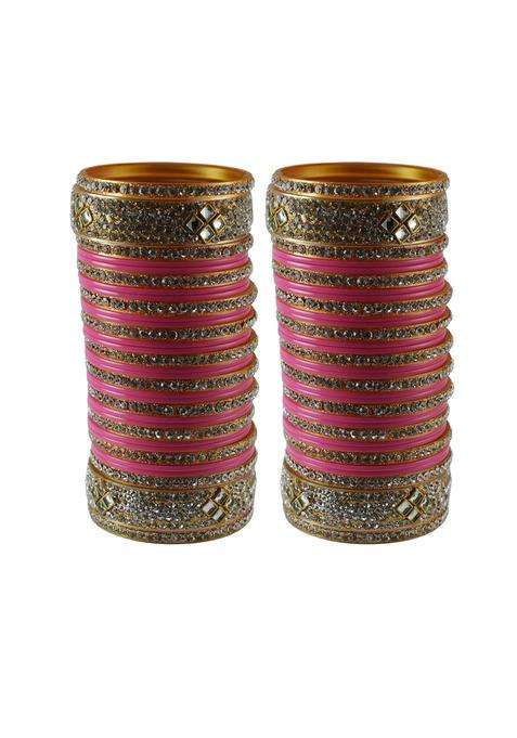 Vidhya Kangan Pink Stone Stud Acrylic Bangle Very Extra Large Size