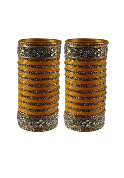 Vidhya Kangan Yellow Stone Stud Acrylic Bangle Very Extra Large Size