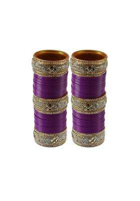Vidhya Kangan Purple Stone Stud Acrylic Bangle Very Extra Large Size