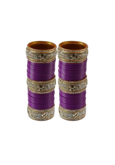 Vidhya Kangan Purple Stone Stud Acrylic Bangle Very Extra Large Size